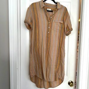 Caslon Linen stripe shift dress w/ pockets